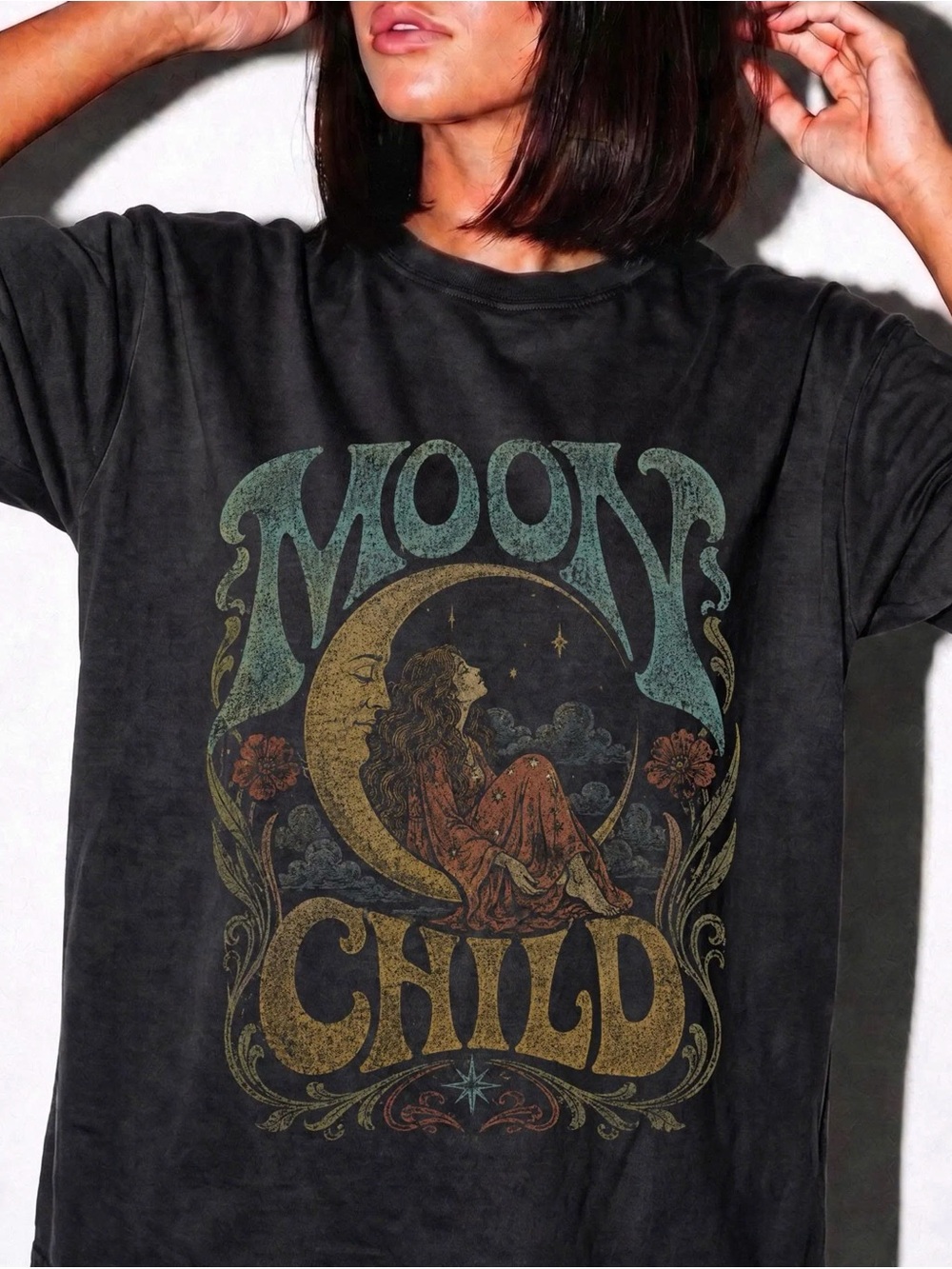 Moon Child Graphic Tee - Black